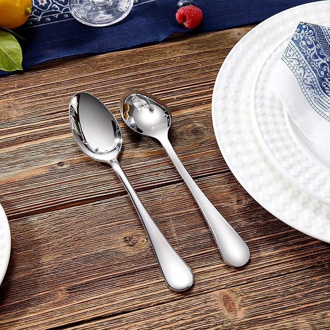 KEAWELL Premium Verona 8-Piece Spoon Set 7.6-Inch – 18/10 Stainless Steel, Heavy-Duty Mirror-Finished Flatware for Daily Meals, Hosting, and Special Occasions (8, Dinner Spoons)