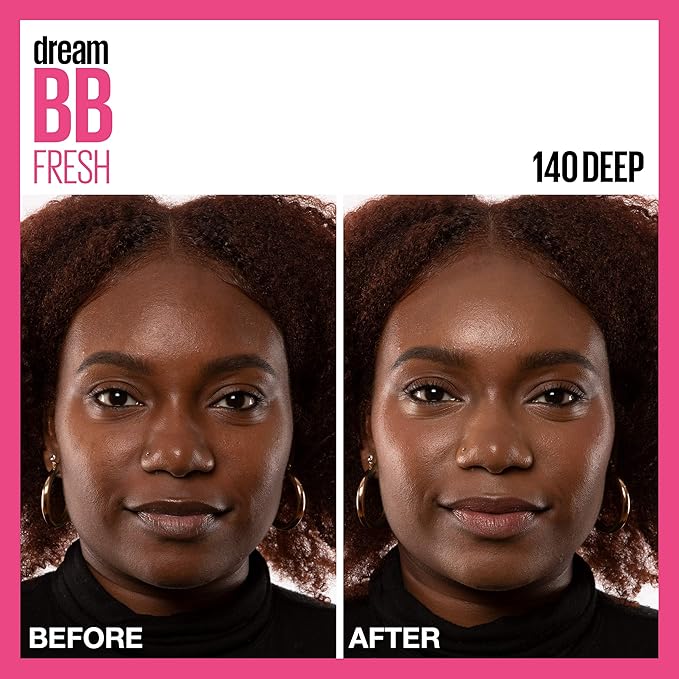 Maybelline Dream Fresh Skin Hydrating BB Cream, 8-in-1 Skin Perfecting Beauty Balm With Broad Spectrum Spf 30, Sheer Tint Coverage, Oil-Free, Deep, 1 Fl Oz-BrightBean Baby