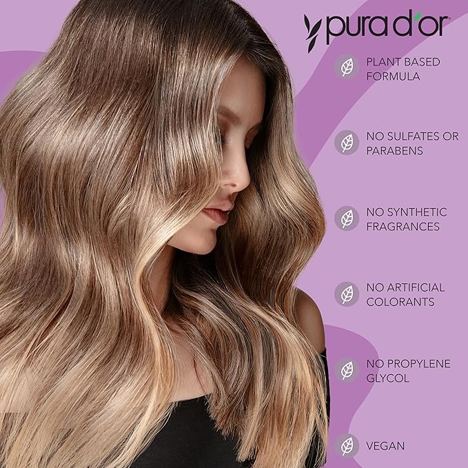 PURA D'OR 16 Oz ColorHarmony Purple Shampoo For Bleached, Blonde, Silver & Color Treated Hair - Keratin, Bamboo Fiber, No Sulfates, Select Natural Ingredients - Men & Women-BrightBean Baby