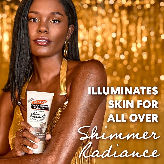 Palmer's Cocoa Butter Formula Shimmer Body Lotion with Vitamin E, 5.25 Fl Oz, Radiance Body Gloss, Help Blur Veins, Cellulite, Marks, 48 Hour Moisture-BrightBean Baby