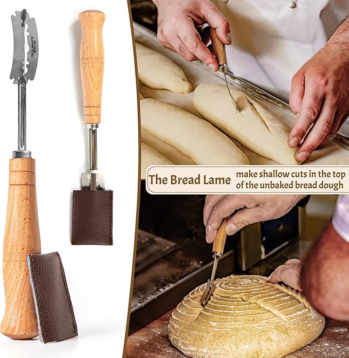 Sourdough Bread Baking Supplies Starter Kit, Banneton Proofing Basket Round 9" Set of 2, Gift Set