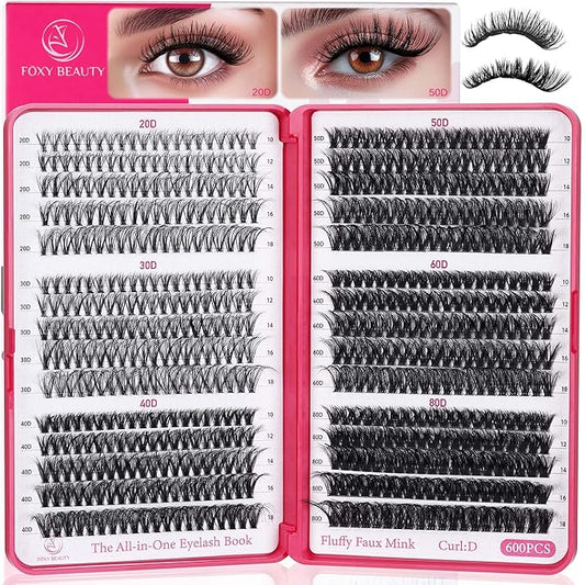 Bombshell Lash Clusters - Eyelash Clusters 20D+30D+40D+50D+60D+80D Wispy Individual Lashes D Curl Lash Extension 10-18MM Natural Lash Clusters DIY Cluster Eyelash Extensions for Beginners-BrightBean Baby