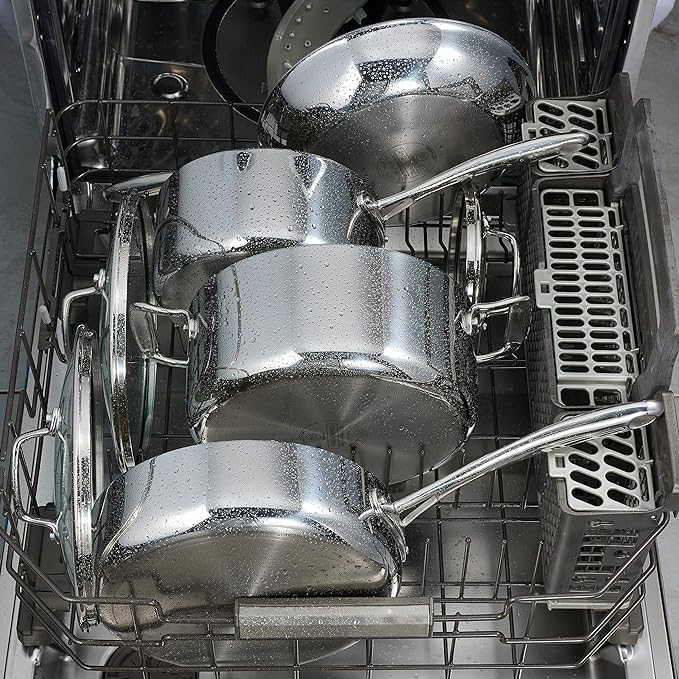 Tramontina Tri-Ply Clad Stainless Steel 8-Quart Stock Pot with Glass Lid, Induction-Ready Pasta Pot, Dishwasher-Safe, NSF-Certified