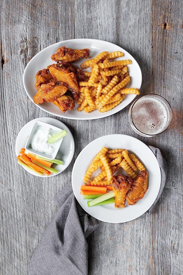 Tuxton China ALH-136 Platter, 13-3/4" x 10", Oval, Wide Rim,Rolled Edge, Microwave and Dishwasher Safe, Oven Proof, Fully Vitrified, Alaska, Porcelain White, Pack of 12