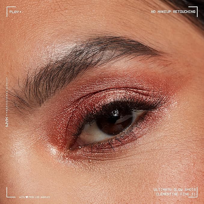 NYX PROFESSIONAL MAKEUP Ultimate Glow Shots, Liquid Eyeshadow, Long-Lasting Shimmer Eye Shadow with Vitamin C - Clementine Fine-BrightBean Baby