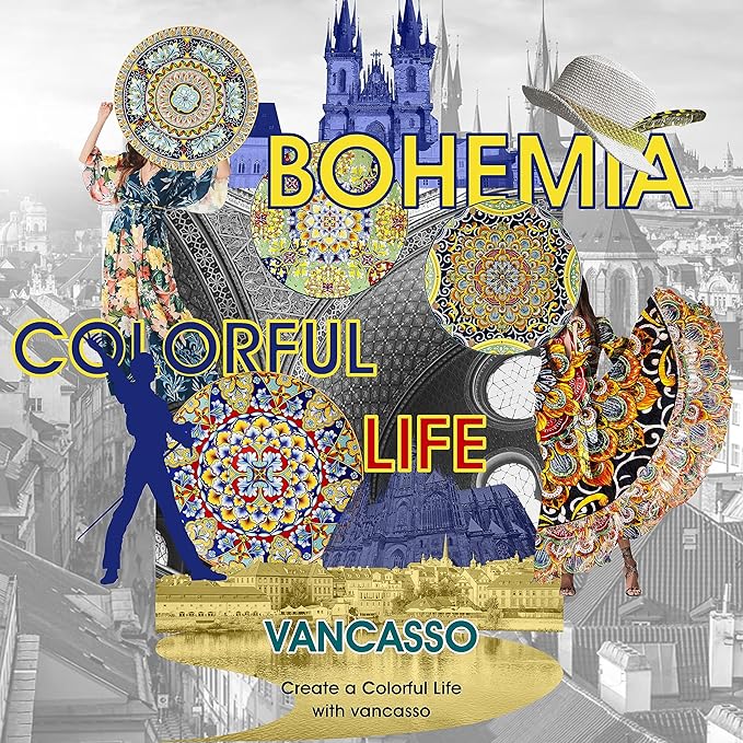 vancasso 32 Oz Pasta Bowls Sets of 6, Ceramic Large Colorful Salad Serving Bowls for Kitchen, Dishwasher & Microwave Safe, Soup Pasta Plates