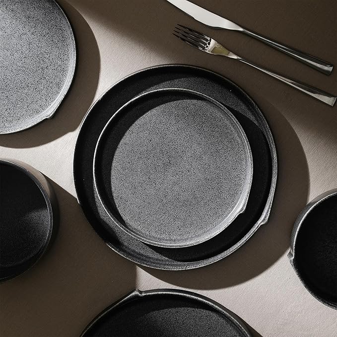 Stone Lain Bao 4-Piece Dinner Plate Set Stoneware, Charcoal