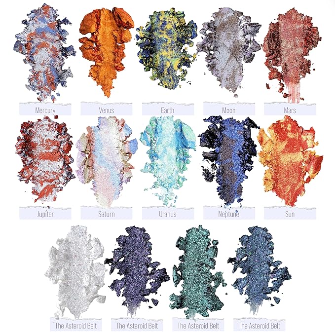 Galactic Assemble Eyeshadow Palette 14 Colors Glitter Shimmer Metallic Eye Shadow Pallet Blue Galaxy Eye Makeup Palettes Create Space-like Eyes Make up Orange Gifts for Women Girls-BrightBean Baby