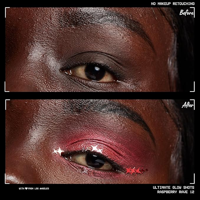 NYX PROFESSIONAL MAKEUP Ultimate Glow Shots, Liquid Eyeshadow, Long-Lasting Shimmer Eye Shadow with Vitamin C - Raspberry Rave-BrightBean Baby