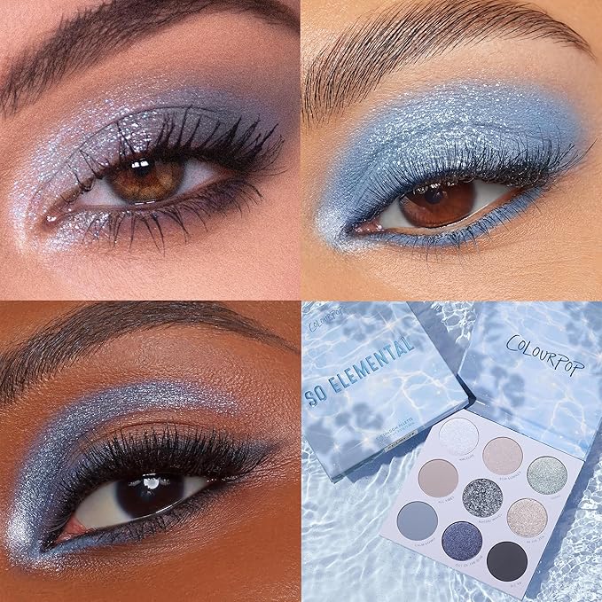 Colourpop So Elemental Eyeshadow Palette - Blue & Silver Shadow Palette with Metallic and Matte Finishes - High-Pigment Eye Makeup with a Long-Wearing Formula (0.3 oz)-BrightBean Baby