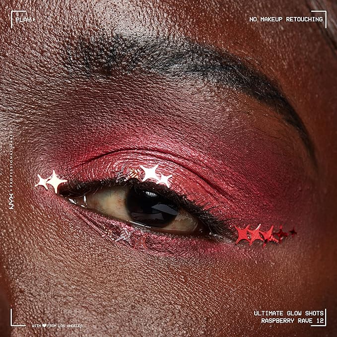 NYX PROFESSIONAL MAKEUP Ultimate Glow Shots, Liquid Eyeshadow, Long-Lasting Shimmer Eye Shadow with Vitamin C - Raspberry Rave-BrightBean Baby