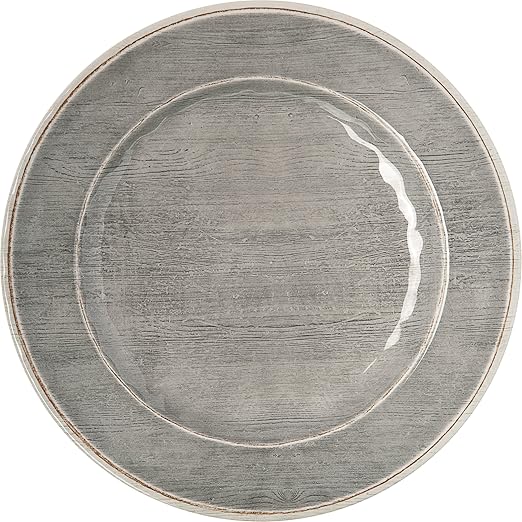 Carlisle FoodService Products Grove Reusable Plastic Plate Dinner Plate with Wide Rim for Home and Restaurant, Melamine, 11 Inches, Smoke, (Pack of 12)