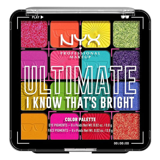 NYX PROFESSIONAL MAKEUP, Ultimate Shadow Palette, Eyeshadow Palette - I Know That's Bright-BrightBean Baby
