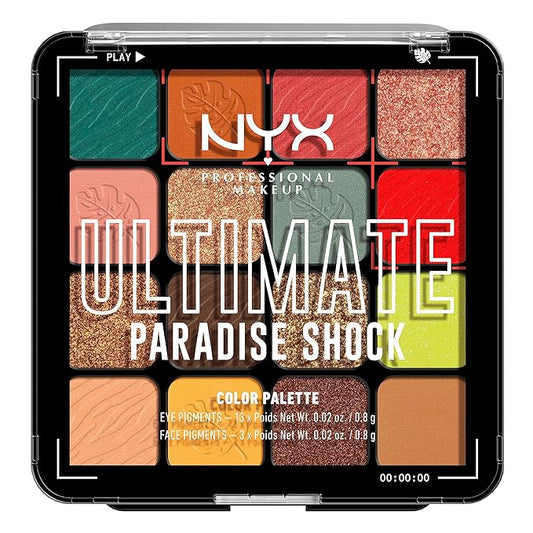 NYX PROFESSIONAL MAKEUP, Ultimate Shadow Palette, Eyeshadow Palette - Paradise Shock-BrightBean Baby